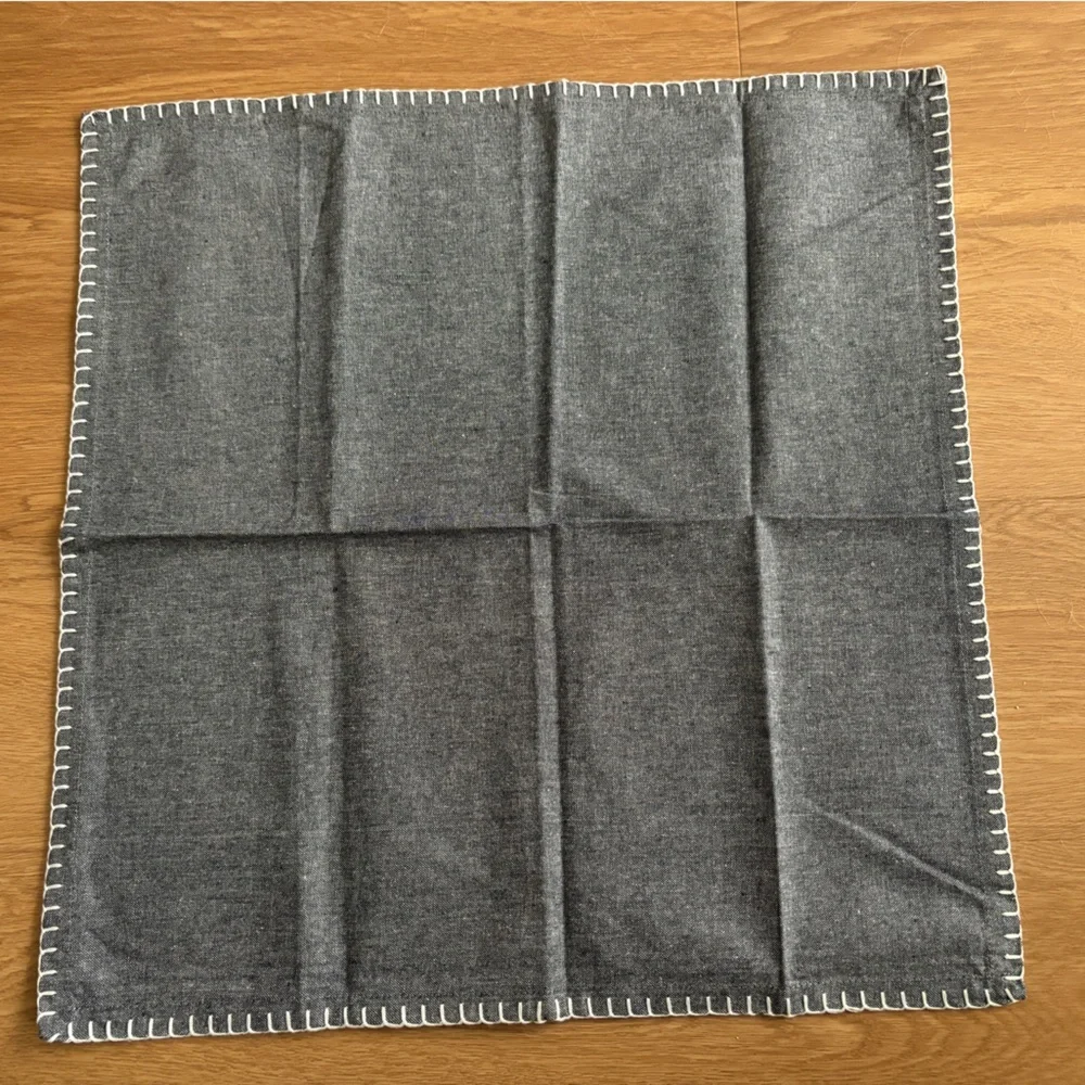Set of 4 Paper Source 100% Cotton Chambray Napkins with White Stitching 20x20